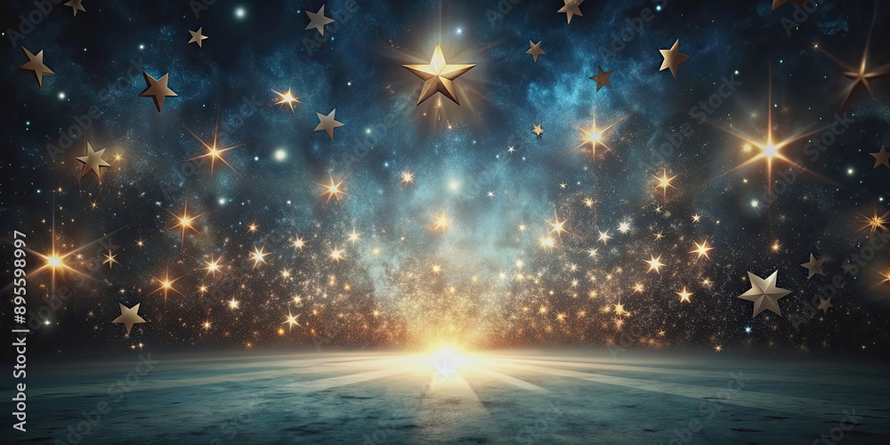 Naklejka premium Dark underworld with stars exploding, underworld, stars, explosion, galaxy, cosmic, dark, mysterious, space, abyss, depth