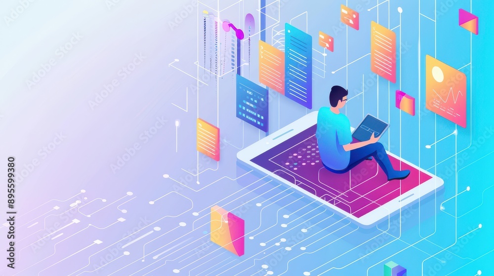 Fototapeta premium Professional analyzing data on advanced platforms, commerce insights through modern technology, Commerce, Platforms Insight