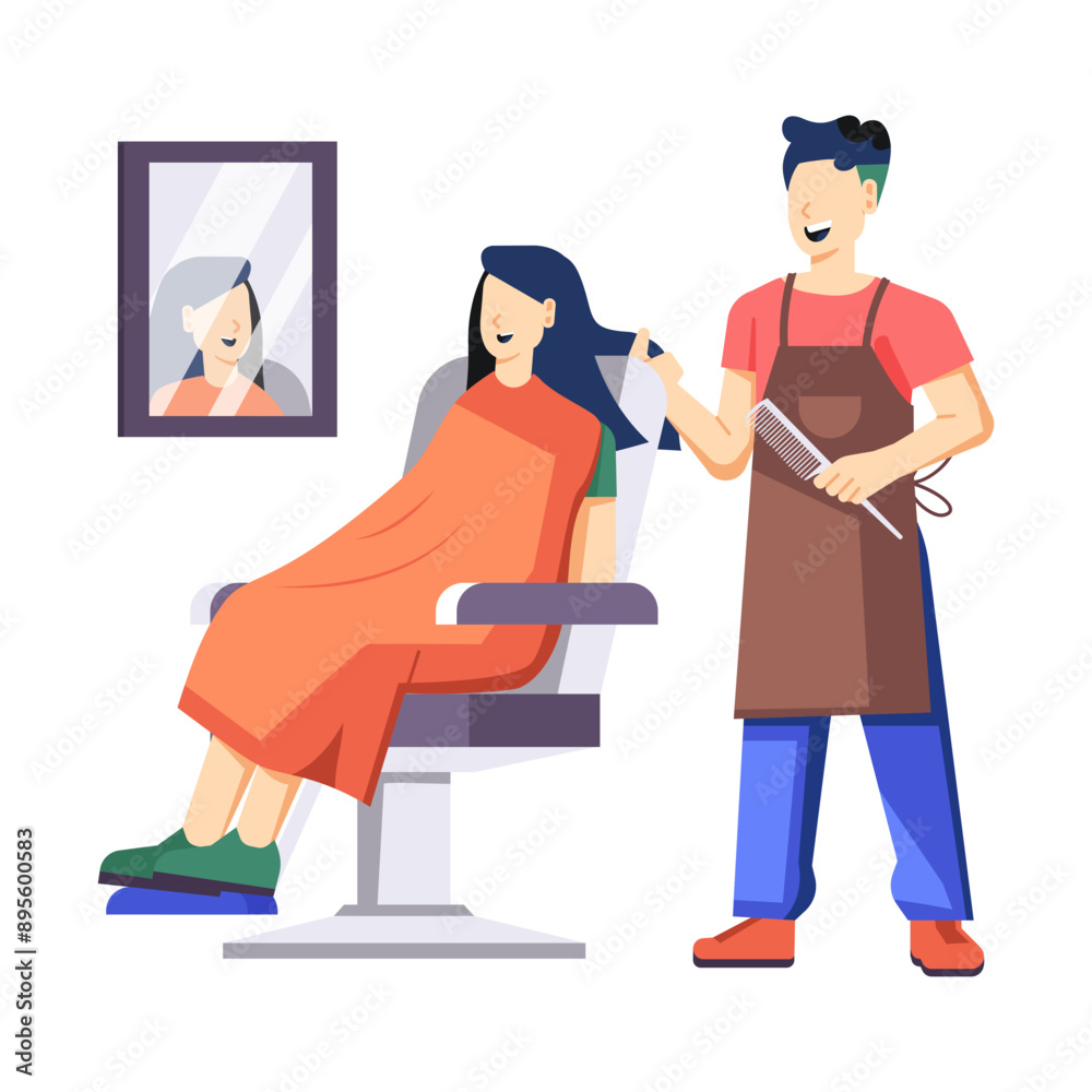 A flat style illustration of hair cutting salon
A flat style illustration of hair cutting salon