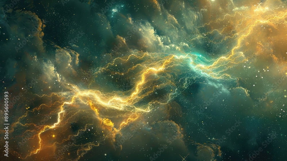Cosmic energy flows through nebula. Great for background, website, or design projects.