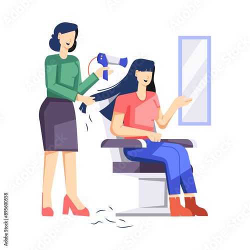 A flat style illustration of hairdressing

