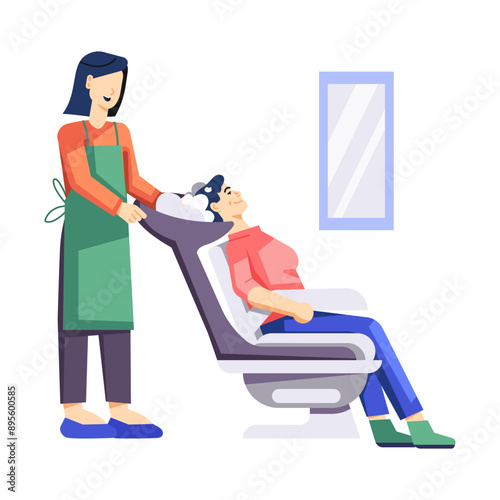 A flat style illustration of hair wash 


