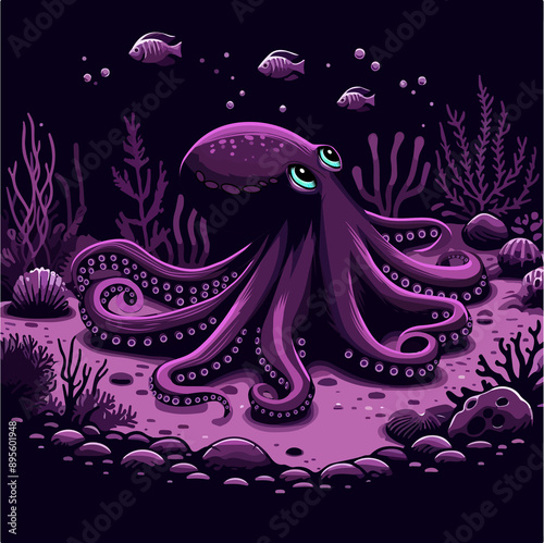 Photography octopus in the sea