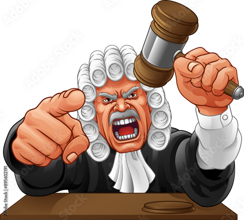An angry judge cartoon char...