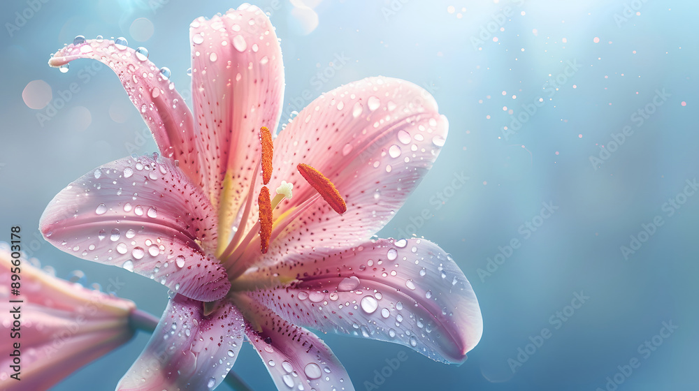 Fototapeta premium Fresh dew lily background