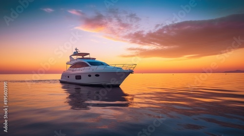 Luxury Yacht at Sunset