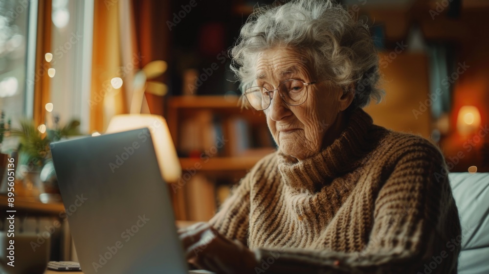 Senior using laptop Senior using laptop