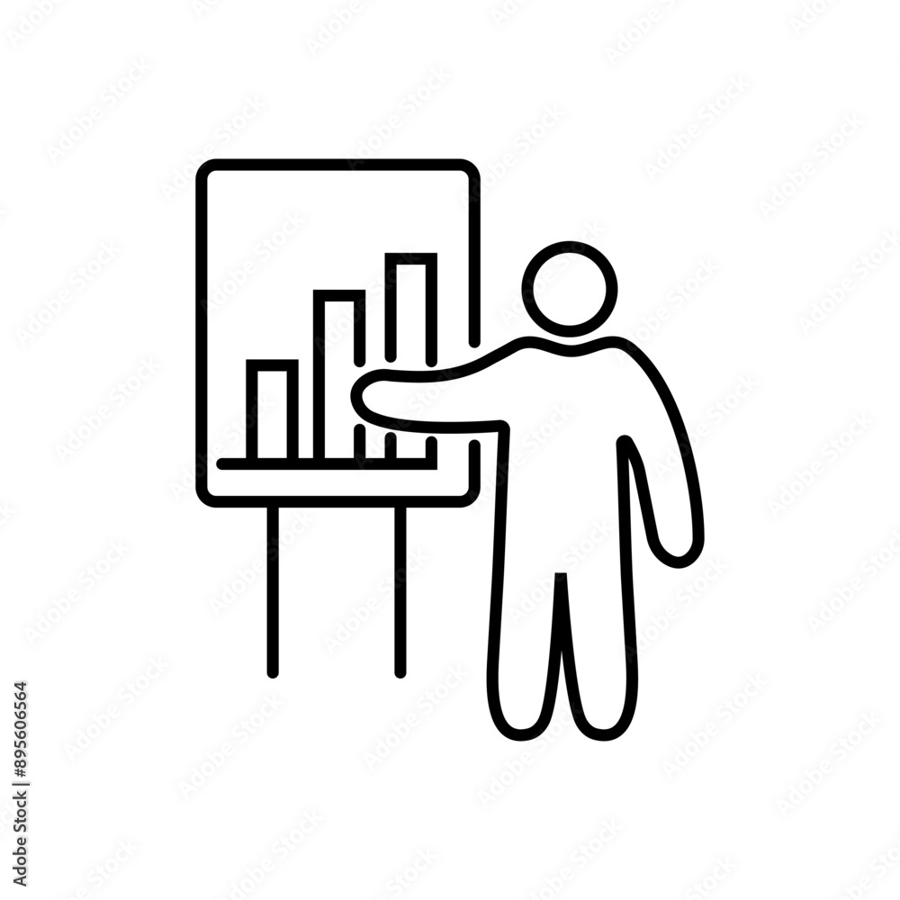 A person is standing in front of a whiteboard displaying a bar graph. A person is standing in front of a whiteboard displaying a bar graph.