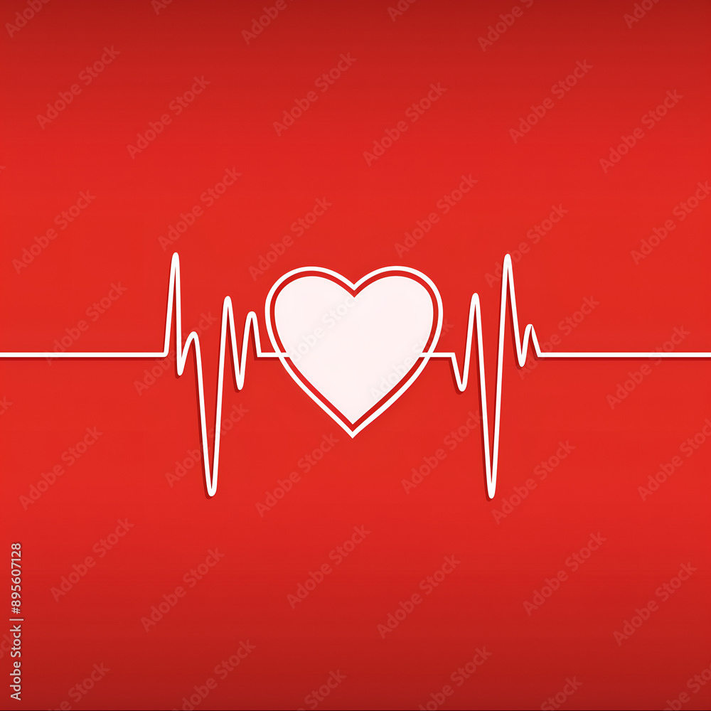 A heart with a ECG waveform, symbolizing heartbeat and health A heart with a ECG waveform, symbolizing heartbeat and health
