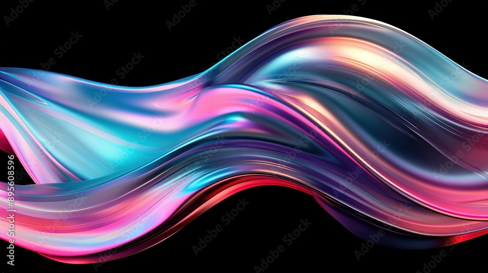 A multicolored wave on a black background with blue, pink, and red tones A multicolored wave on a black background with blue, pink, and red tones