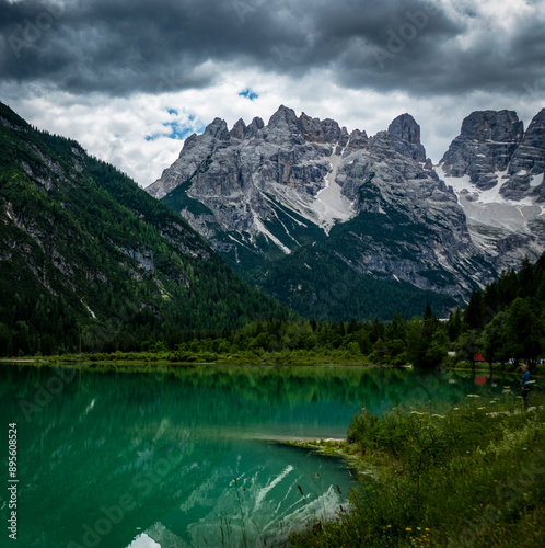 Lago di Landro lake in the Dolomites photo