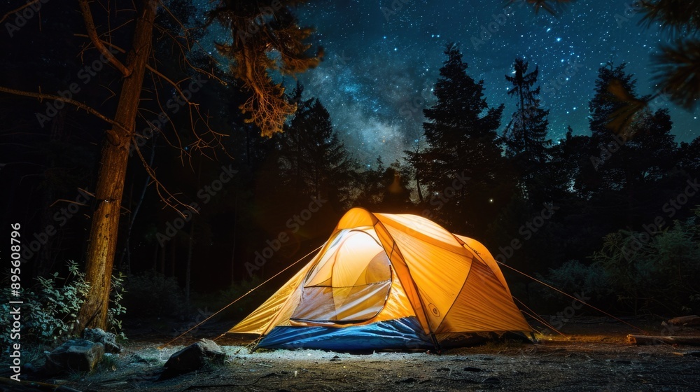 Tent in woods at night Tent in woods at night