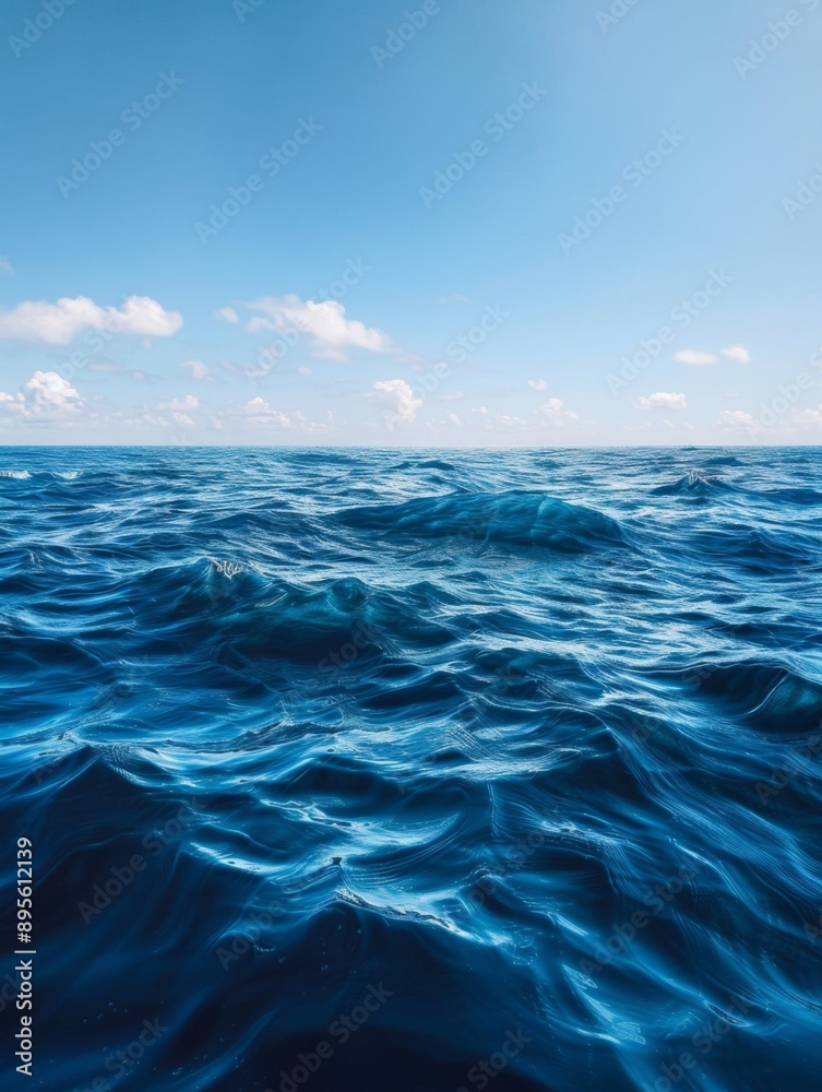 An ocean winter scene with a clear sky captures the serene beauty of the sea during the colder months. 
