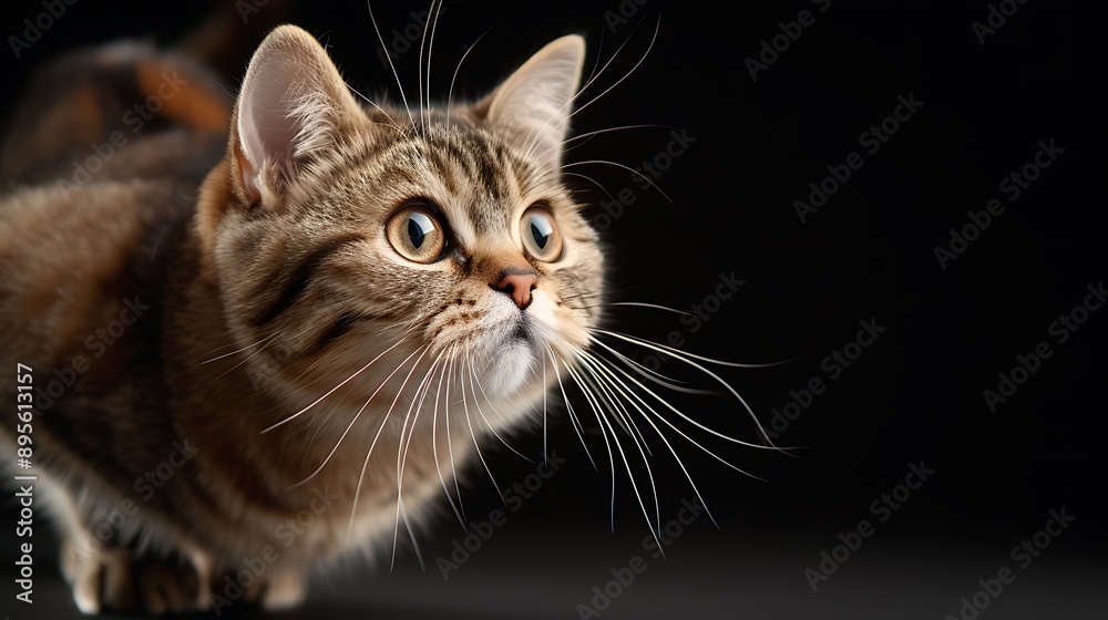 Close-Up of a Curious Silver Classic Tabby American Shorthair Cat Close-Up of a Curious Silver Classic Tabby American Shorthair Cat