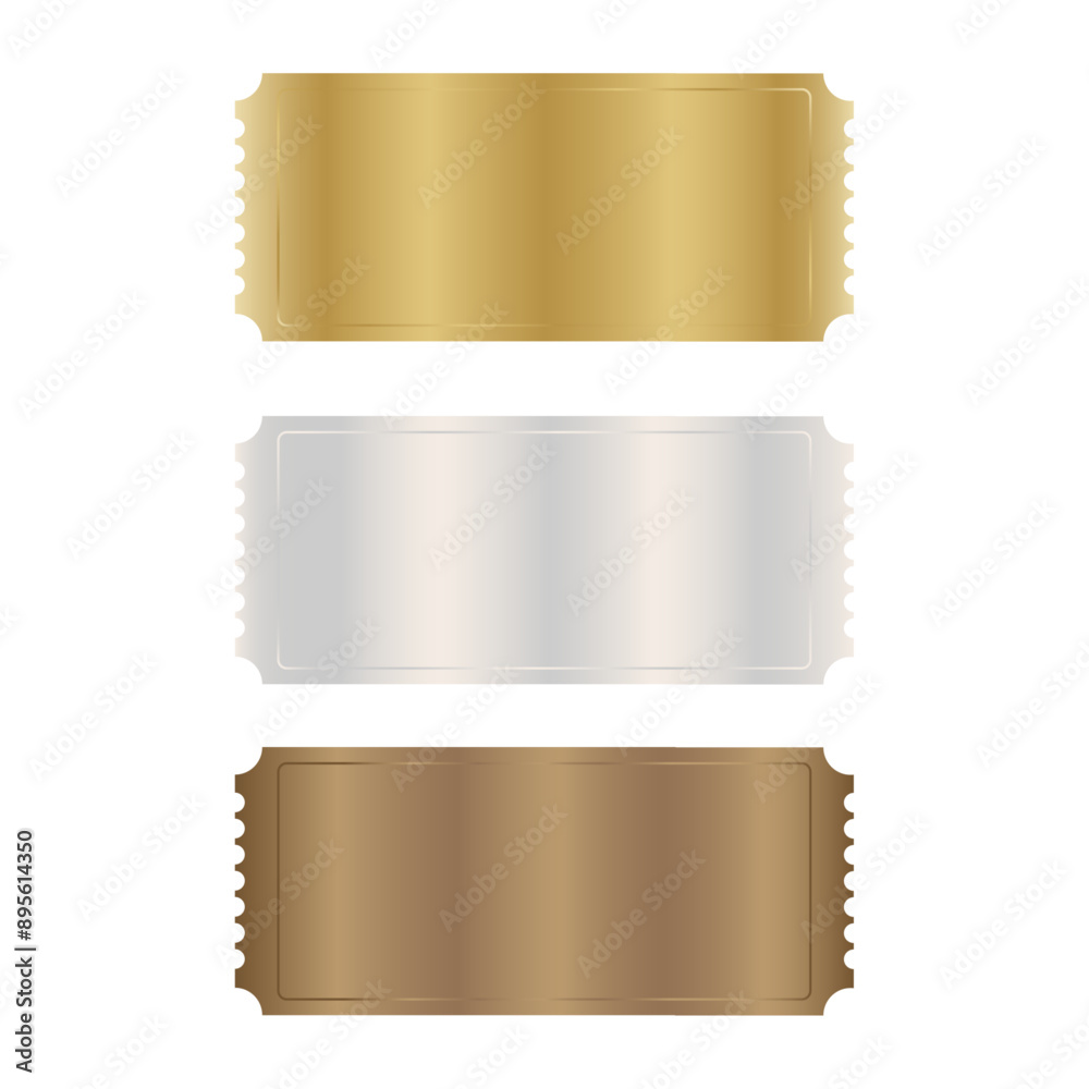 Blank template for card, pass, ticket , gold, silver, bronze Blank template for card, pass, ticket , gold, silver, bronze