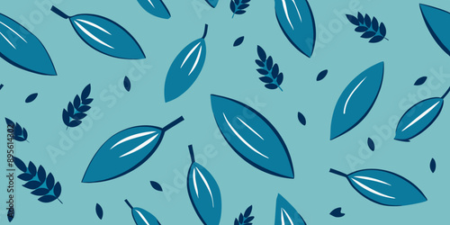 seamless repeat pattern of scattered seeds in soft blue,  natural aesthetic