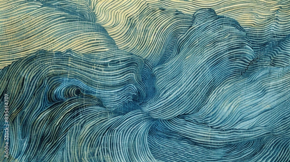 A highresolution image capturing the intricate folds of a blue material The photograph focuses on the detailed lines and textures A highresolution image capturing the intricate folds of a blue material The photograph focuses on the detailed lines and textures