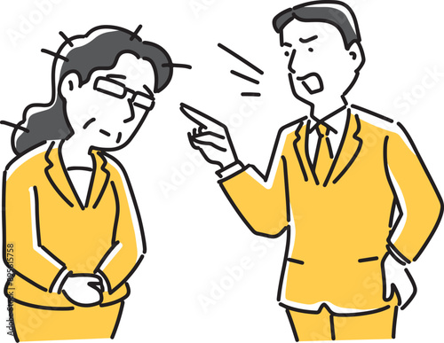 年下男性社員に説教される高齢女性社員