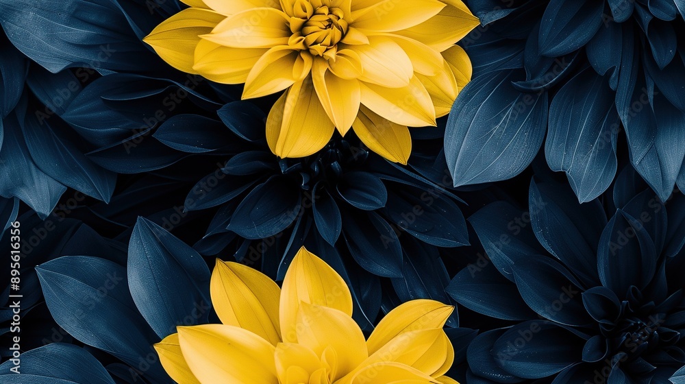 A close-up photo of various flowers with leaves at their base A close-up photo of various flowers with leaves at their base