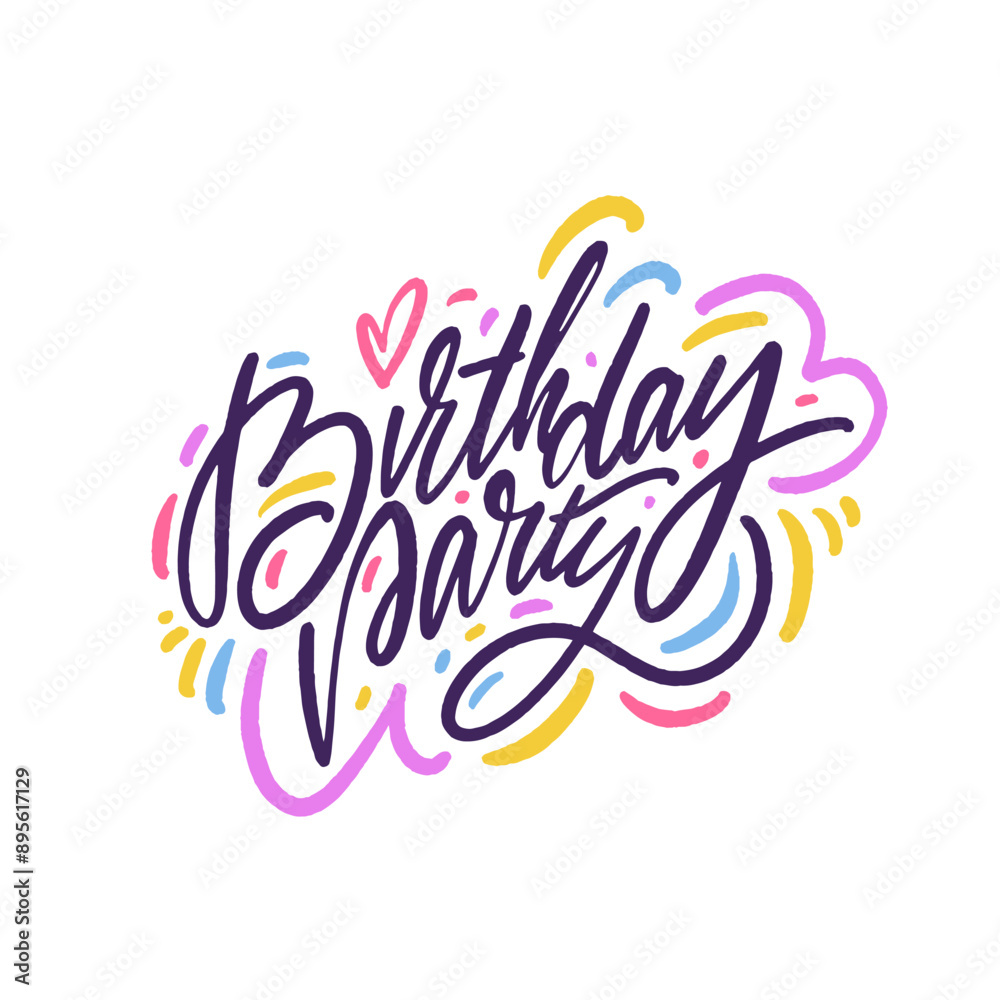 Fototapeta premium Colorful Birthday Party Invitation with Stylish Doodles. Festive design for your celebration