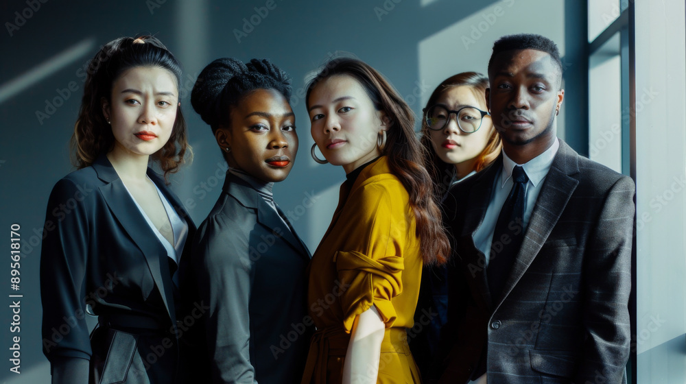 A sophisticated group stands together in a dimly lit room, their confident and authoritative stances highlighted by the play of shadows and light. A sophisticated group stands together in a dimly lit room, their confident and authoritative stances highlighted by the play of shadows and light.