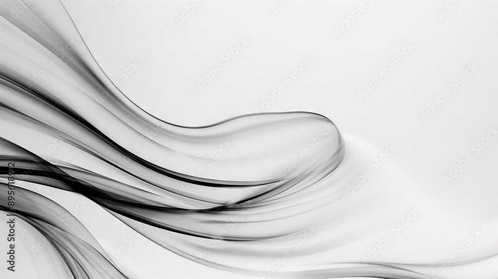 Obraz premium Black & white wave of smoke on white canvas-like background - artistic image