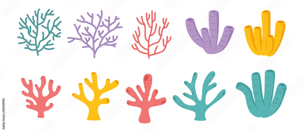Fototapeta premium Coral Illustration Simple Set