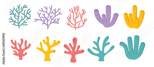Coral Illustration Simple Set