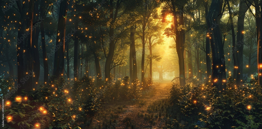 An enchanted forest with glowing trees creates a magical and otherworldly atmosphere. An enchanted forest with glowing trees creates a magical and otherworldly atmosphere.