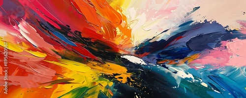 A vibrant abstract painting capturing the feeling of pure energy, with bold strokes of color and dynamic lines conveying a sense of movement and power.
