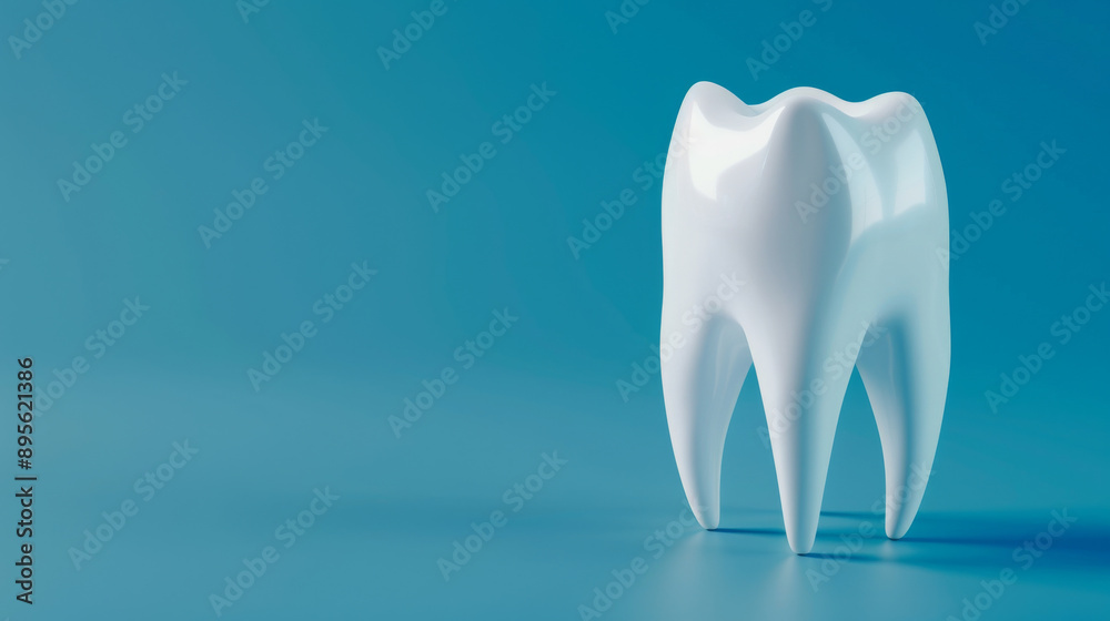 Ceramic tooth model set against a plain background, illustrating dental health and design with its smooth, polished surface and anatomical accuracy. Ceramic tooth model set against a plain background, illustrating dental health and design with its smooth, polished surface and anatomical accuracy.