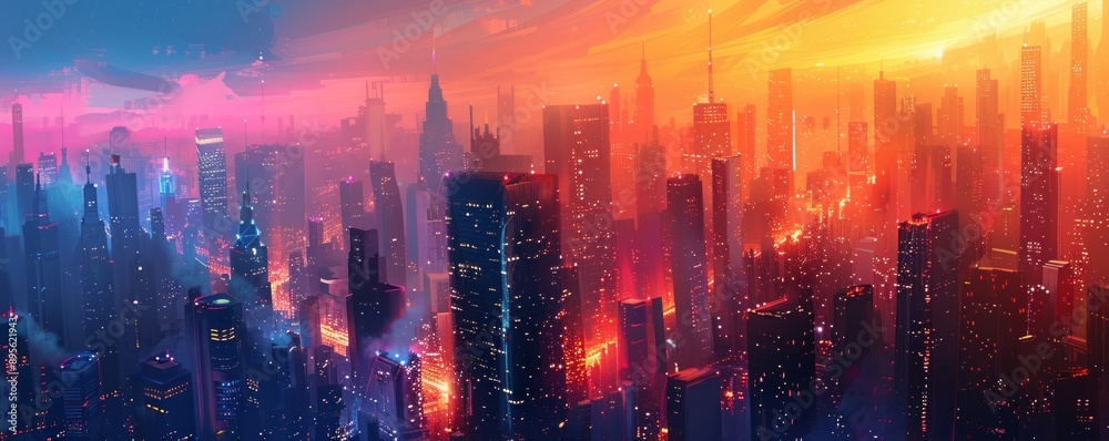 custom made wallpaper toronto digitalFuturistic city nestled among towering skyscrapers with vibrant colors