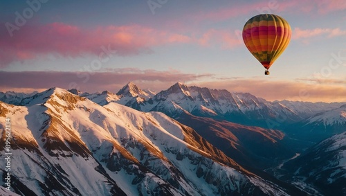 A vibrant hot air balloon with colorful patterns