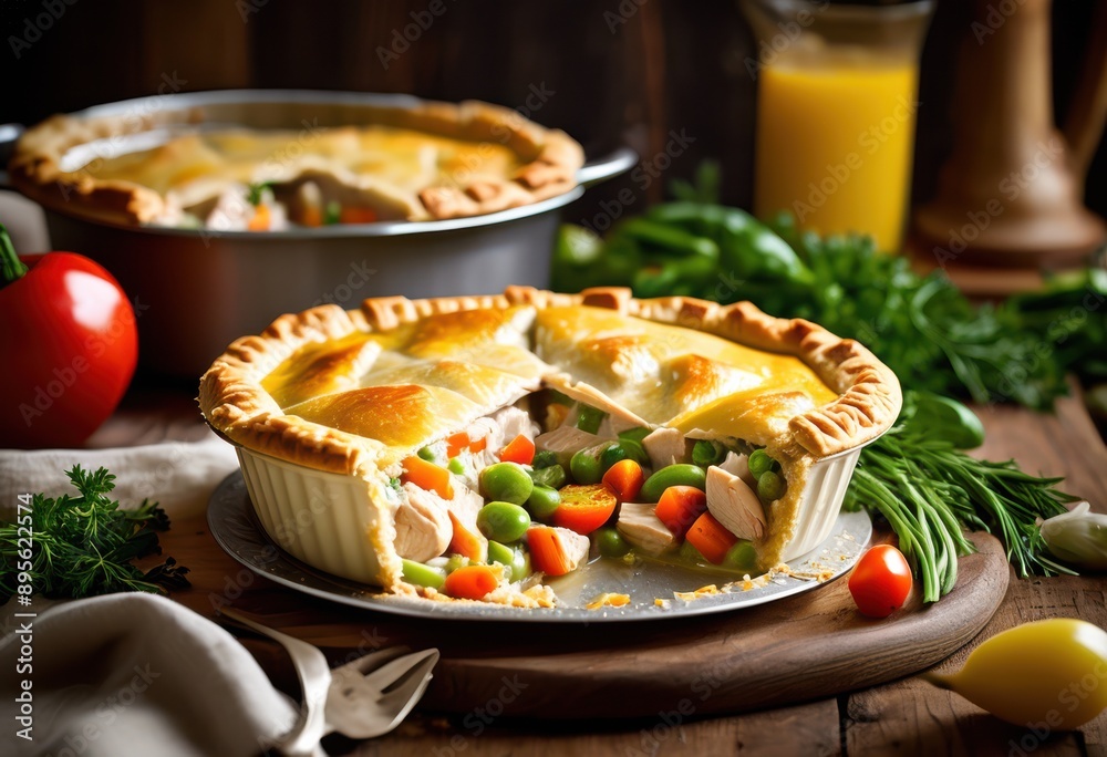 delicious creamy chicken pot pie golden hearty savory filling comforting meal experience, vegetables, crust, dish, recipe, food, baking, dinner, cooking, oven delicious creamy chicken pot pie golden hearty savory filling comforting meal experience, vegetables, crust, dish, recipe, food, baking, dinner, cooking, oven