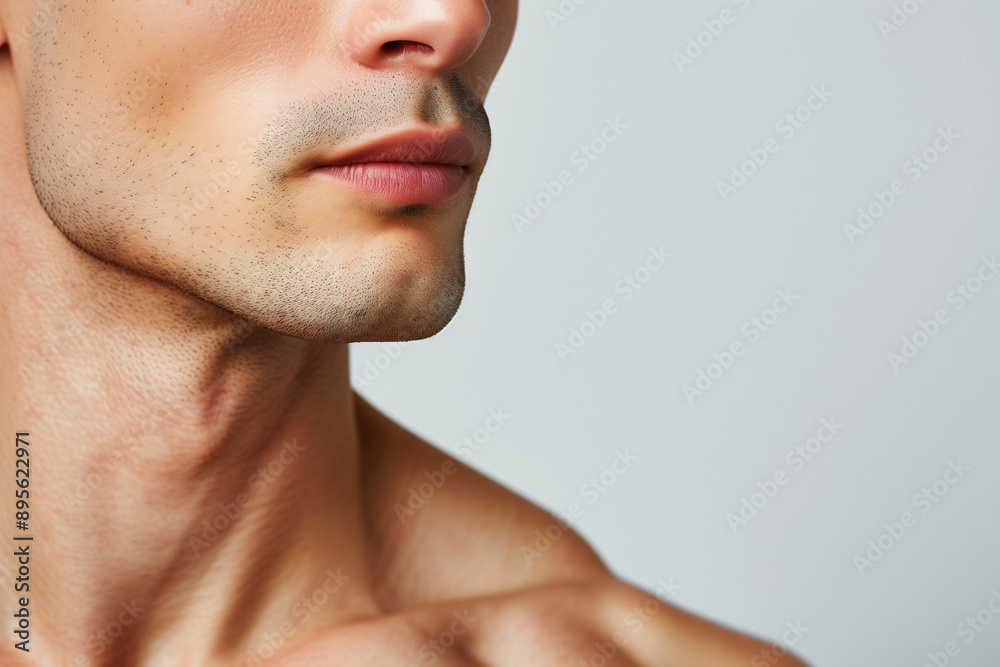 Caucasian man's neck mockup for tattoo placement, white background Caucasian man's neck mockup for tattoo placement, white background
