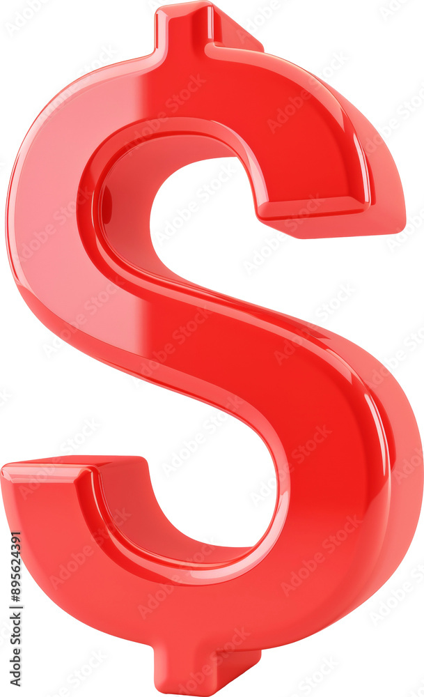 3D red dollar symbol icon for finance and business concept isolated on transparent background. 3D red dollar symbol icon for finance and business concept isolated on transparent background.
