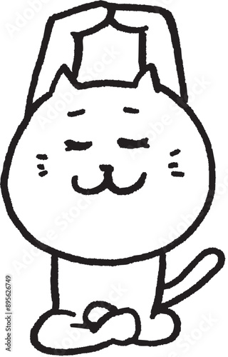 かわいい女子猫キャラの日常イラスト