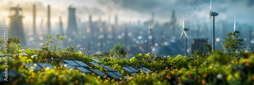 Ongoing transition from traditional energy sources to sustainable alternatives. Renewable energy, environmental conservation, and sustainable development photo