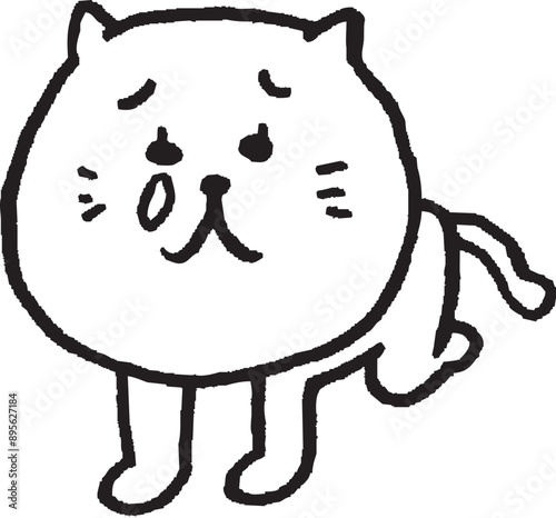 かわいい女子猫キャラの日常イラスト