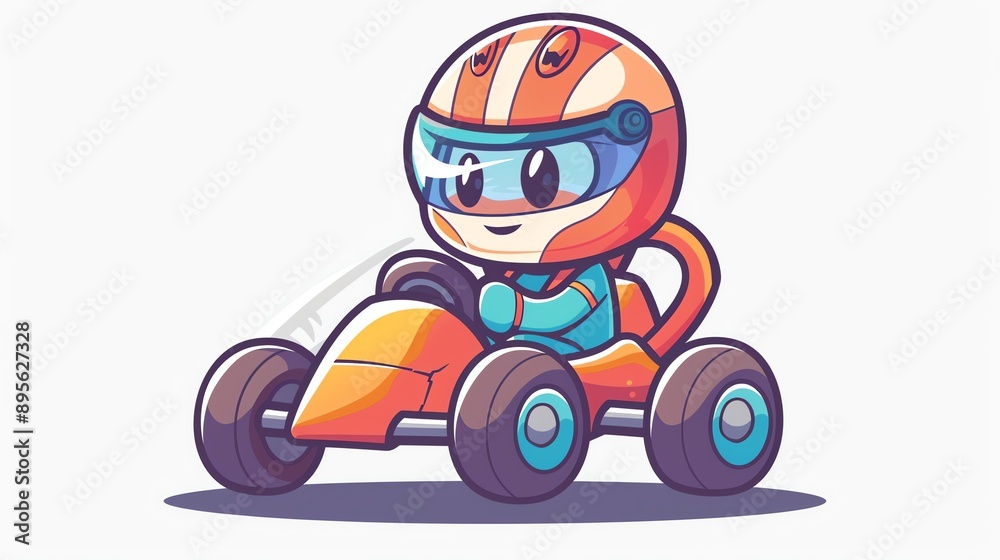 Create a clipart of a Monster Race Car Driver Helmet and steering wheelin a kawaii style, simplified to feature fewer elements for a cleaner look, Use a color palette that is appealing to child Create a clipart of a Monster Race Car Driver Helmet and steering wheelin a kawaii style, simplified to feature fewer elements for a cleaner look, Use a color palette that is appealing to child