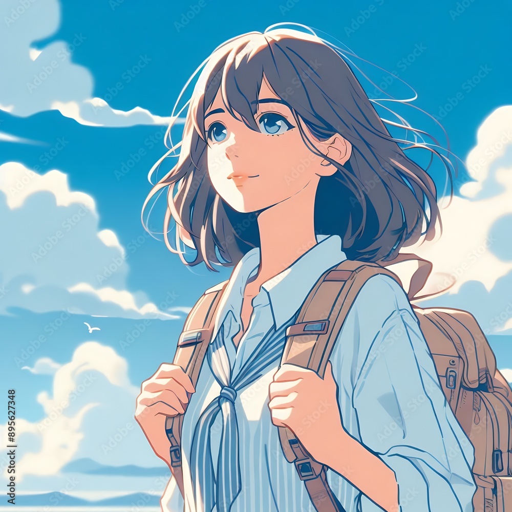 Outdoor travel girl with Generative AI. Outdoor travel girl with Generative AI.