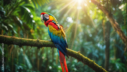 blue and yellow macaw in the jungle