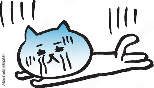かわいい女子猫キャラの日常イラスト