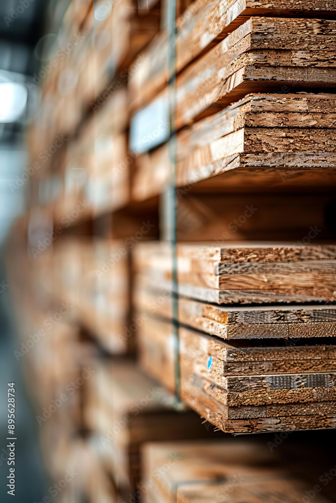 Stacks of plywood sheets, representing their use in construction.