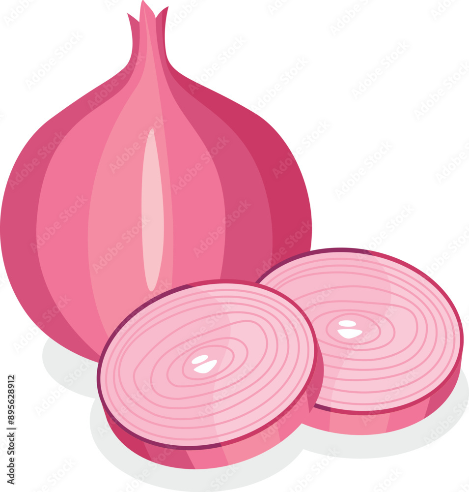 Whole and sliced fresh red onion Whole and sliced fresh red onion
