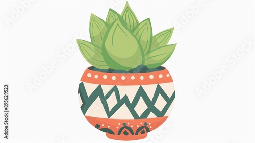 Create a vector clipart of a Succulent plant with colorful rosette leavesin a kawaii style, simplified to feature fewer elements for a cleaner look, Use a color palette that is appealing to children, photo