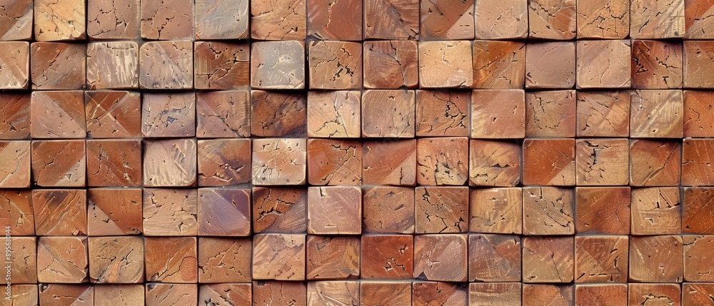 Panoramic close-up, high detail scan of interlocking squares texture, Generative AI Panoramic close-up, high detail scan of interlocking squares texture, Generative AI