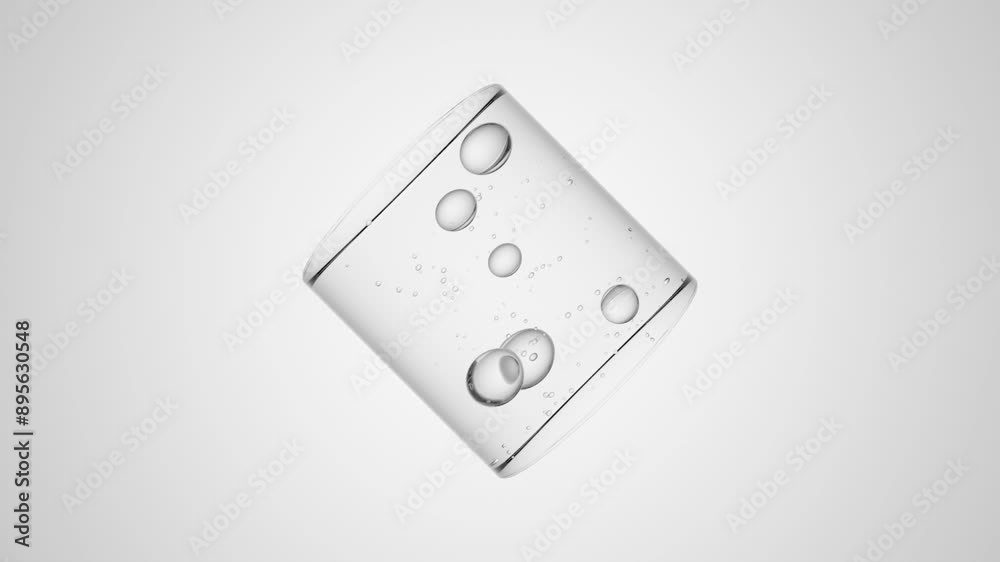 Air bubbles inside transparent cylinder on a white background: Animated Element, Geometric Design, Dynamic Motion Graphic, Modern Render