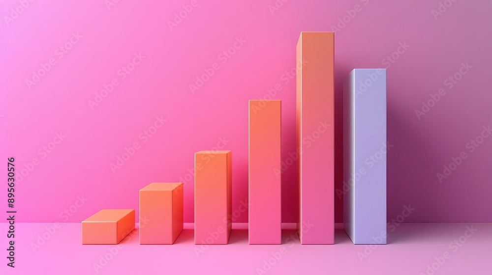 Bar Graph, growth or security business concept, photo realistic, flat design, banner, copy space, isolated pastel background Bar Graph, growth or security business concept, photo realistic, flat design, banner, copy space, isolated pastel background