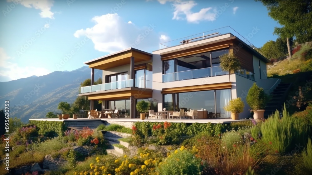 Modern House in a Mountainous Landscape Modern House in a Mountainous Landscape